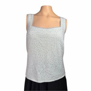 Dana Buchman Embellished Angora Blend Sleeveless Top Large